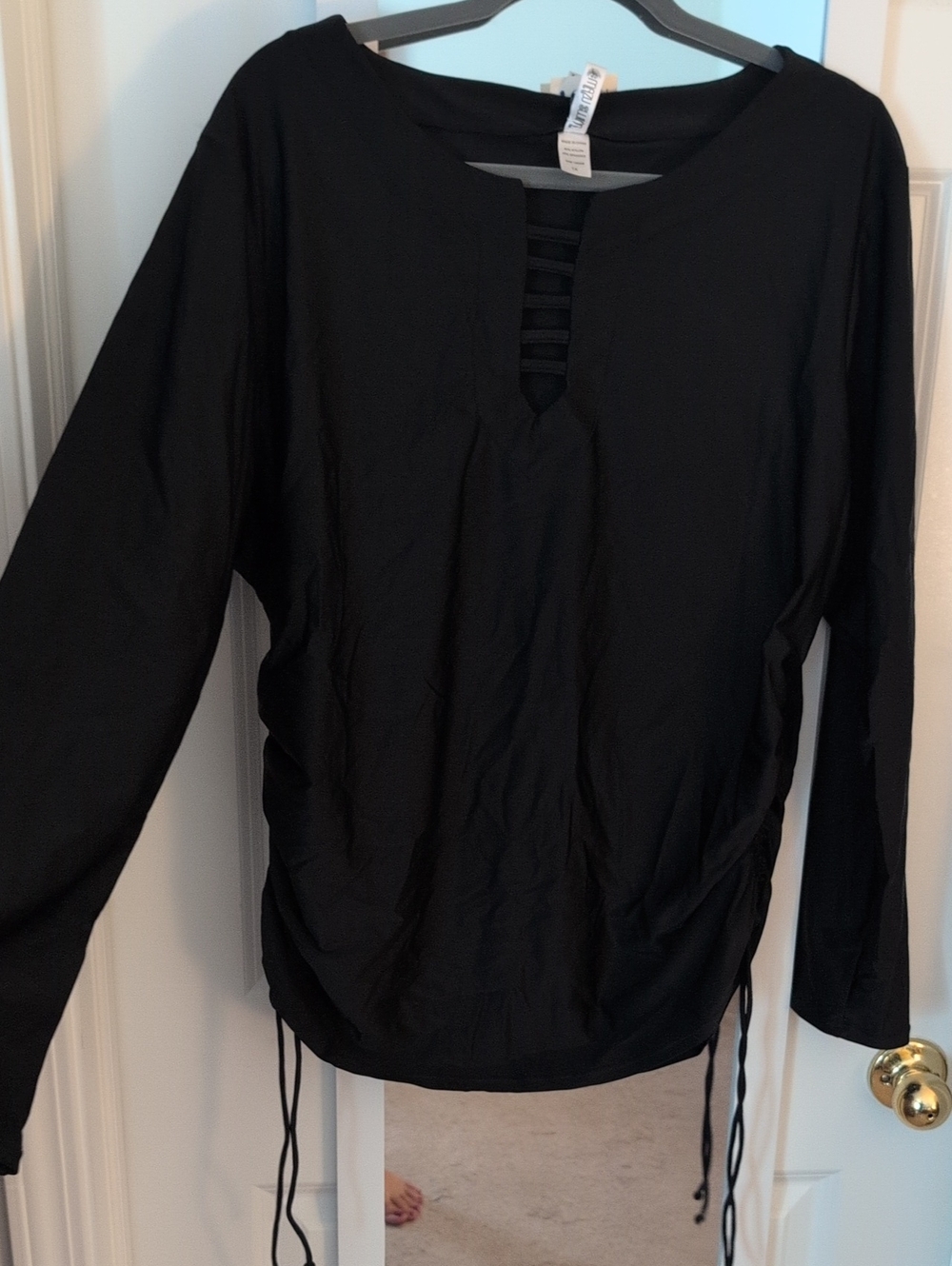 Woman's Mazu Swim Black Long-Sleeve Cover-up with Side Ties